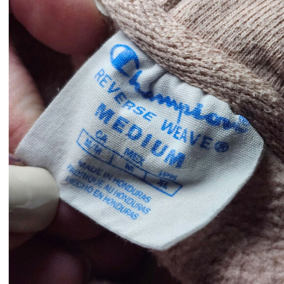 Champions Reverse Weave Medium Sweater Plush Pink Hoodie Front Pocket - Picture 8 of 9